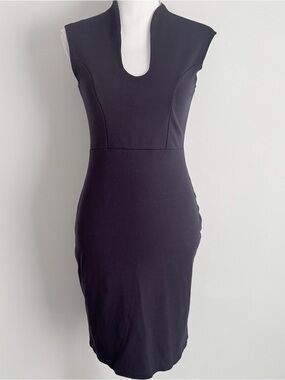 Rolla Coster Bodycon Midi Dress Navy Blue Cap Sleeve Back Zip Size Medium